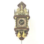 Late 20th century Dutch style figural wall clock in walnut case