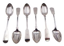 Set of six Victorian Fiddle pattern teaspoons