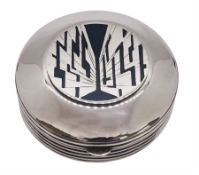 Modern silver and enamel pill box