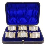 Set of six Edwardian silver napkin rings