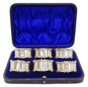 Set of six Edwardian silver napkin rings