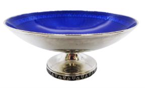 Small early 20th century Norwegian silver and enamel pedestal bowl