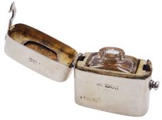 Edwardian silver travelling inkwell