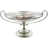 Early 20th century silver twin handled pedestal bowl