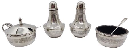 Mid 20th century silver four piece cruet set