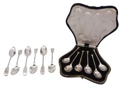 Set of six 1930's silver coffee spoons