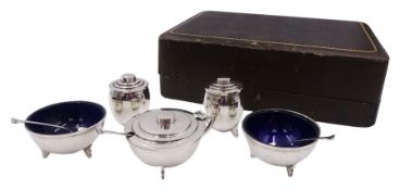 1930's silver five piece cruet set