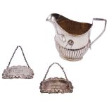 Edwardian silver cream jug with part fluted body