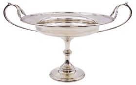 1920's silver twin handled pedestal dish