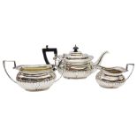 Victorian three piece silver tea service