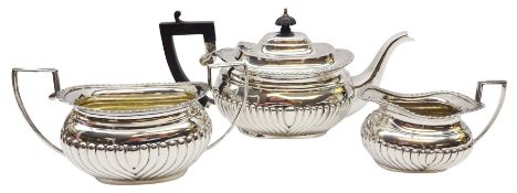 Victorian three piece silver tea service