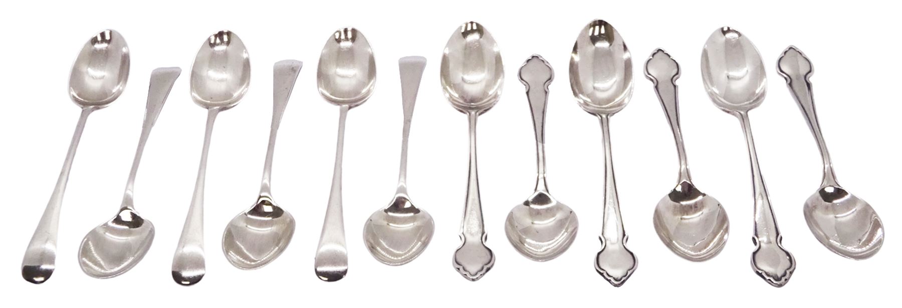 Set of six mid 20th century silver teaspoons with shaped terminals - Image 2 of 2