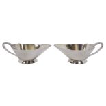 Pair of mid 20th century Art Deco style silver sauce boats