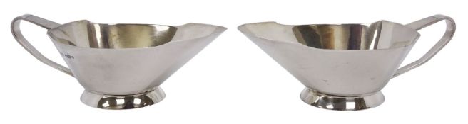 Pair of mid 20th century Art Deco style silver sauce boats