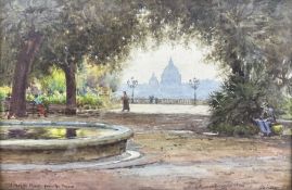 John Dobby Walker (British 1863-1925): 'St Peter's Rome from the Pincio'