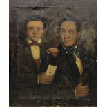 English School (19th century): Portrait of Father and Son