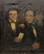 English School (19th century): Portrait of Father and Son