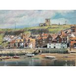 Edward Nolan ARCA (British 1934-): Yachts Moored beside Tate Hill Pier Whitby