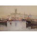 Charles Eyres Simmons (Cornwall 1872-1955): Penzance Harbour and Church