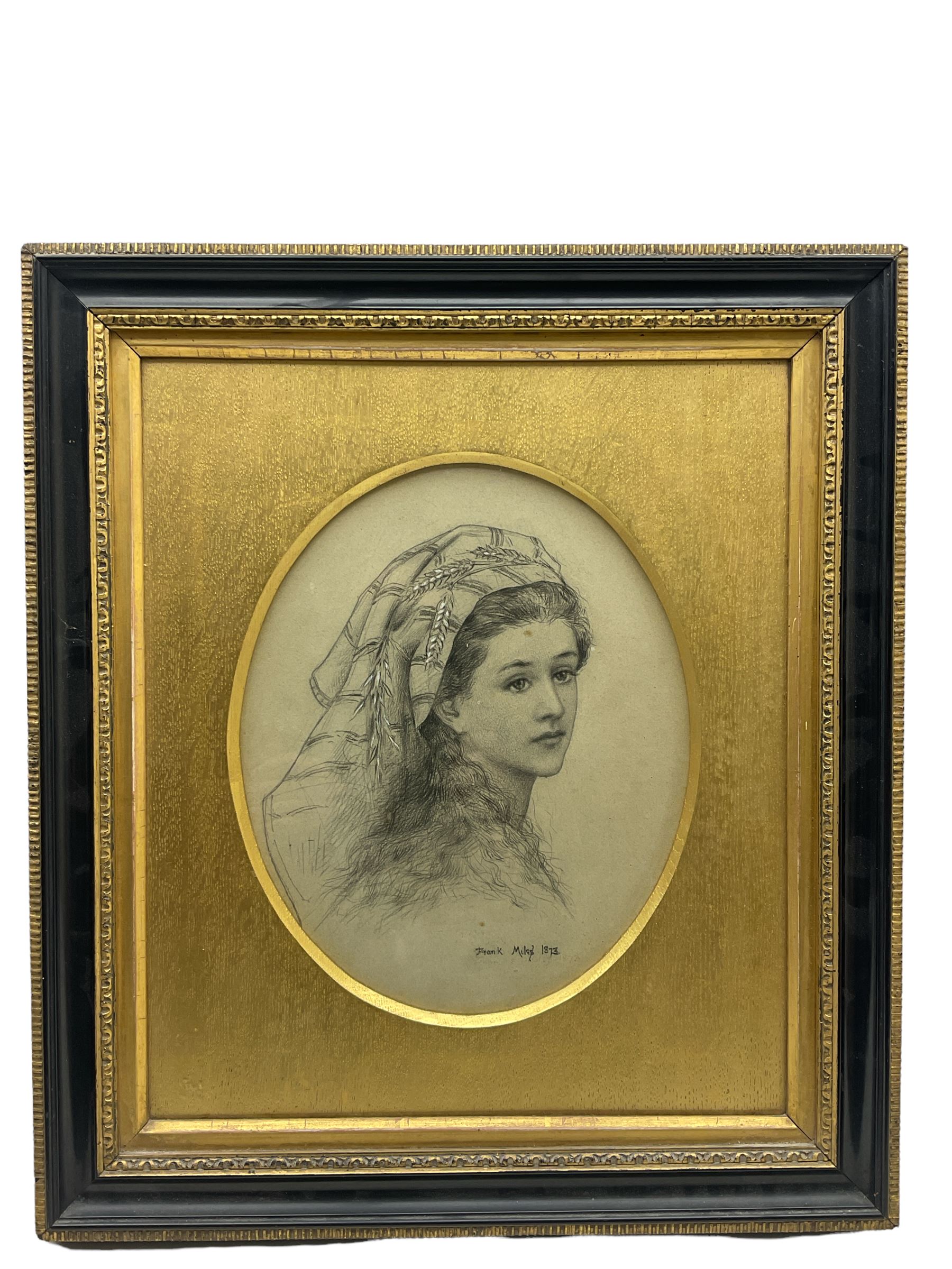 By and After Frank Miles (British 1852-1891): 'Ruth' Oval Head and Shoulders Portrait of a Girl with - Image 2 of 4