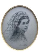 By and After Frank Miles (British 1852-1891): 'Ruth' Oval Head and Shoulders Portrait of a Girl with