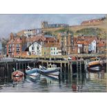 Edward Nolan ARCA (British 1934-): Fishing Boats on Whitby Quayside