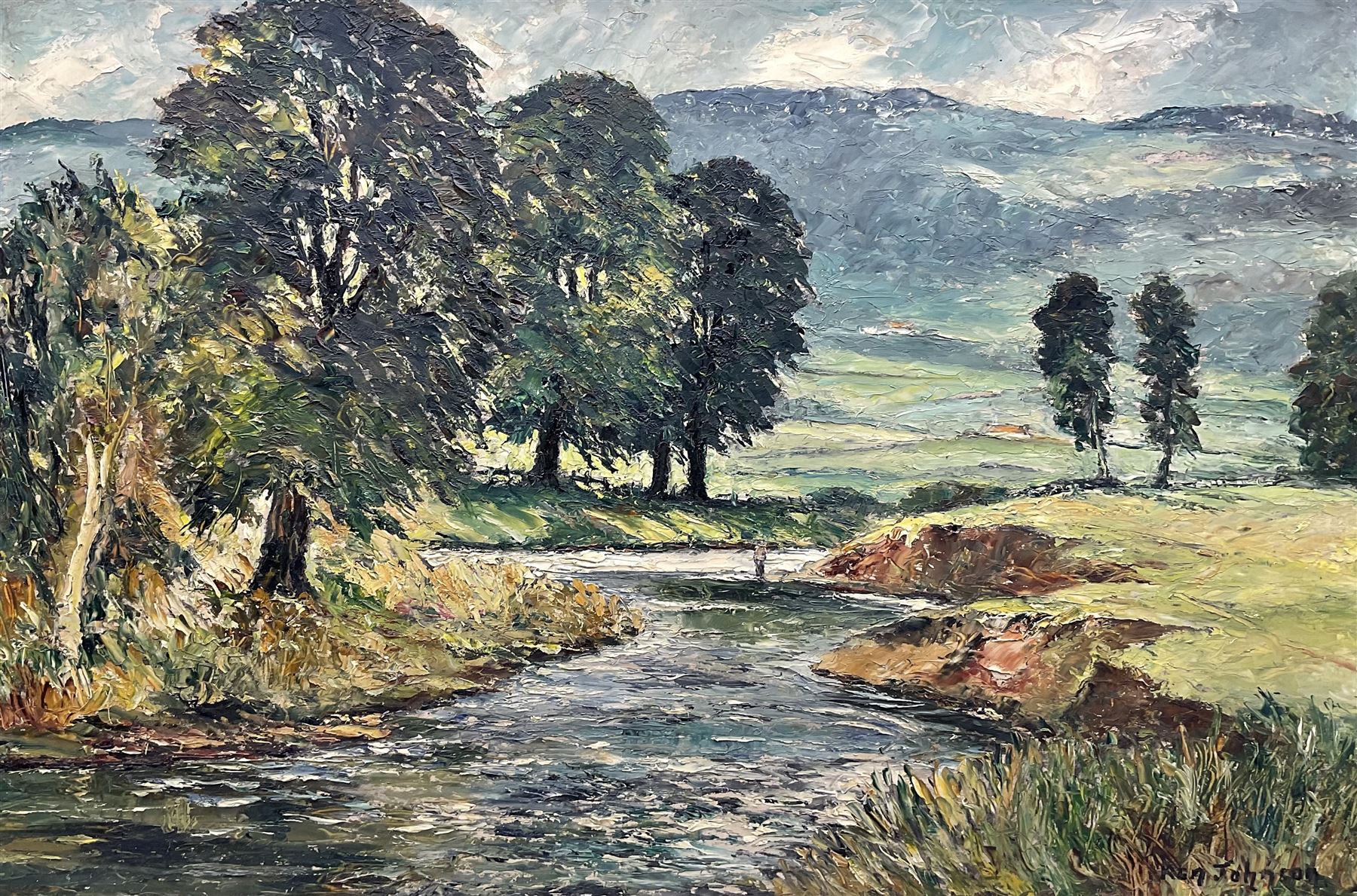 Ken Johnson (British 20th century): 'Trout Waters - The Derwent at Forge Valley'
