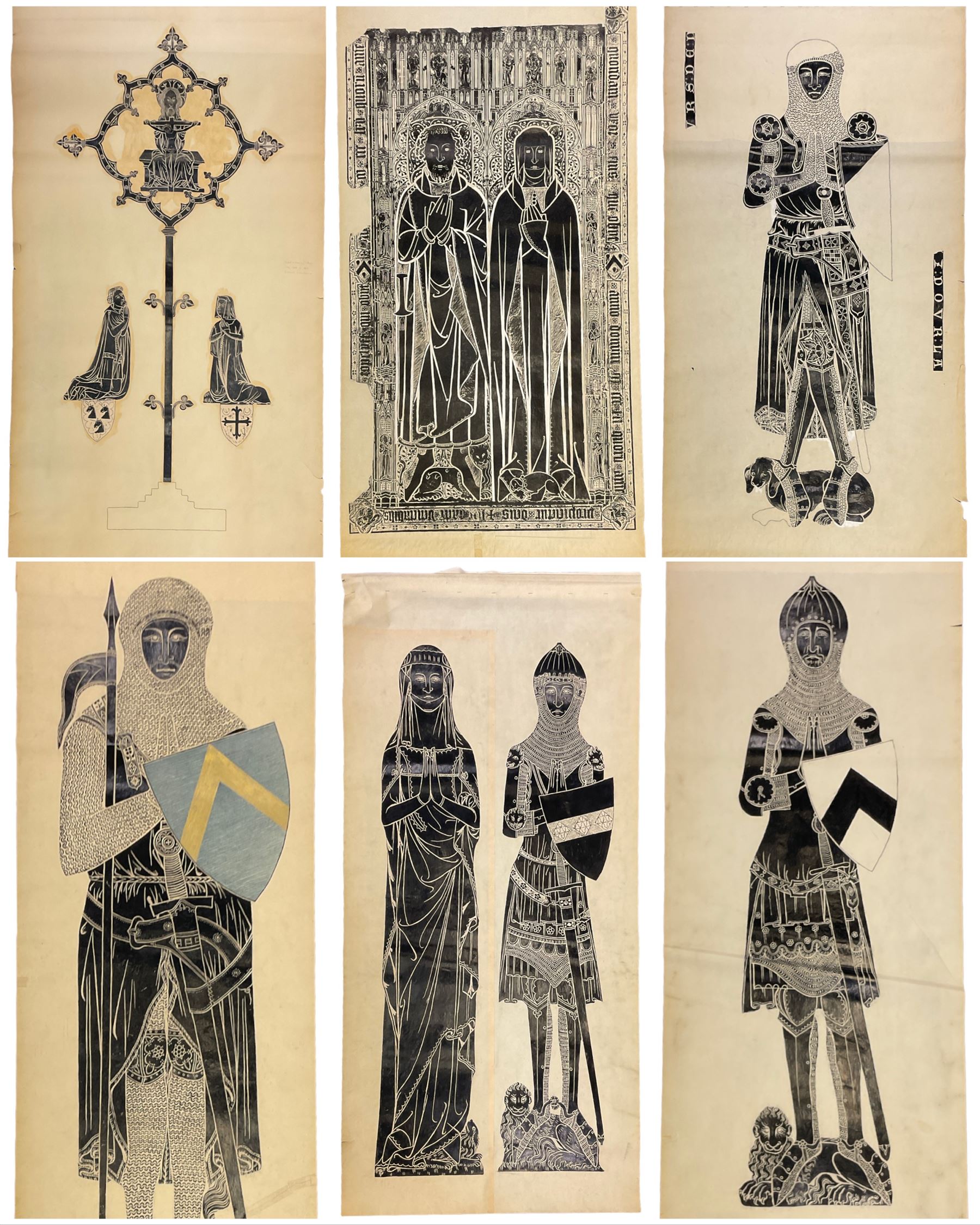 Collection large Brass Rubbings to include: 'Sir Robert de Bures (c.1331)'