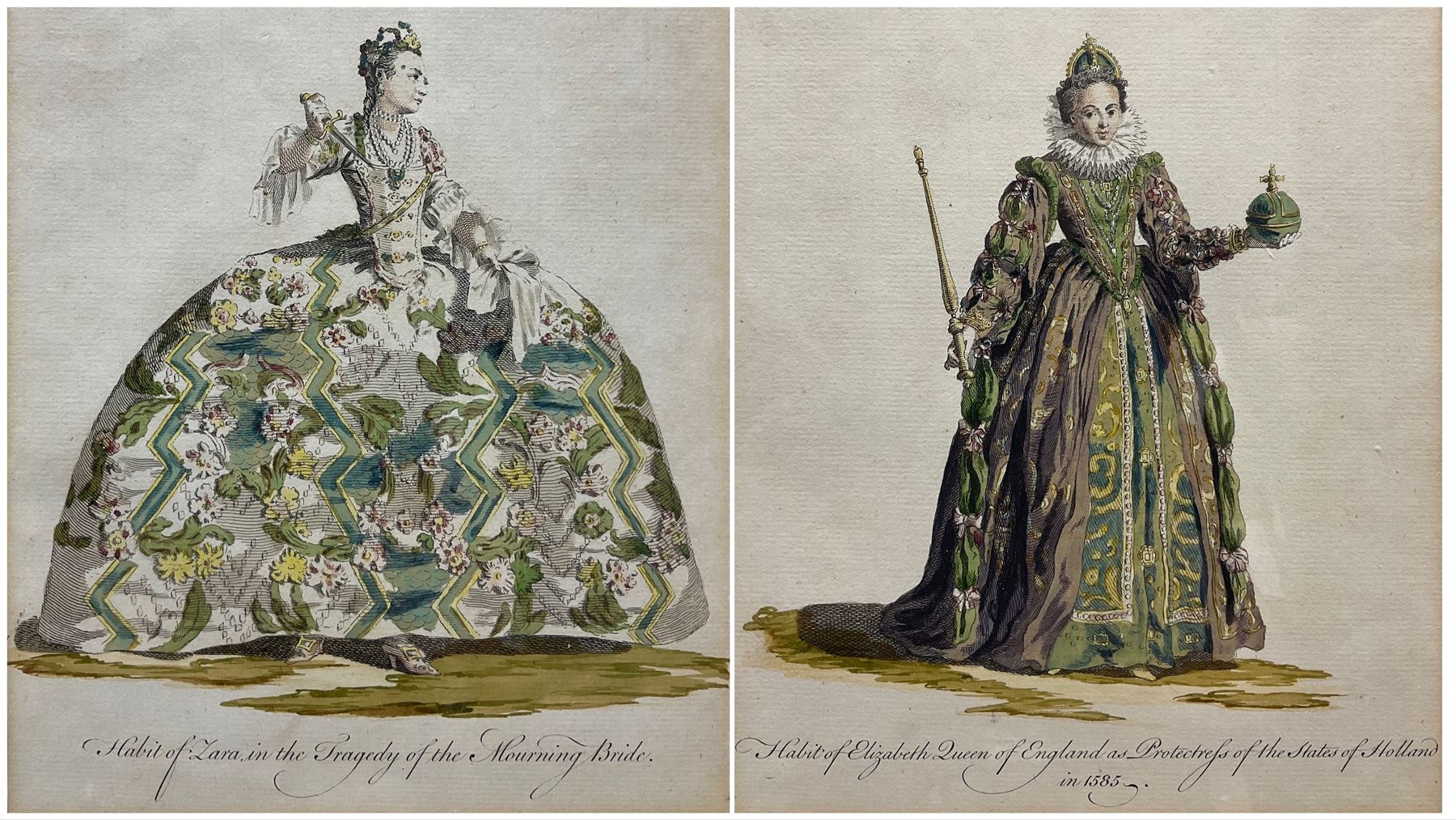 Thomas Jefferys (British c1719-1771): 'Habit of Zara in the Tragedy of the Mourning Bride' and 'Habi