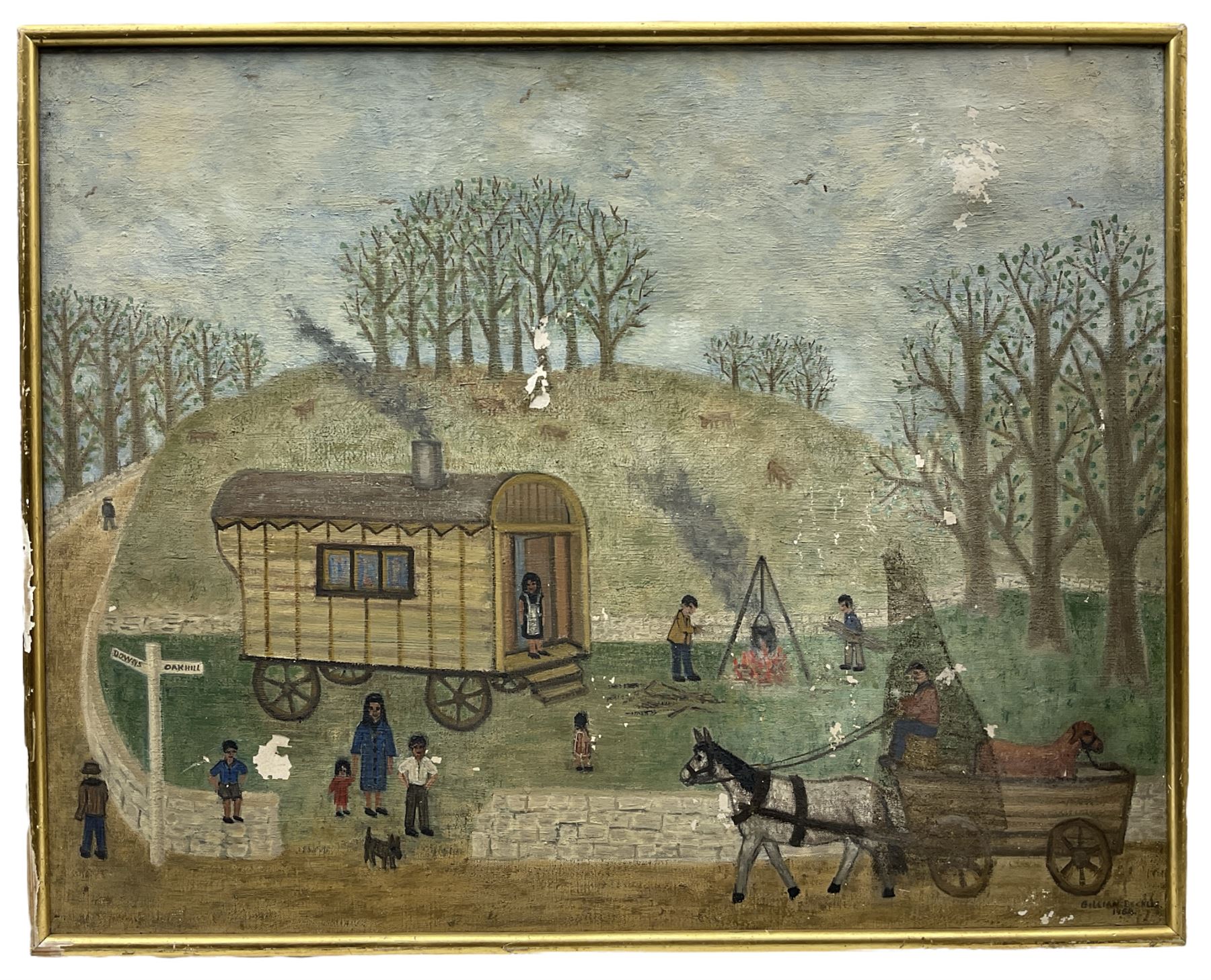 Gillian Beckles (Naive British School 1918-2016): 'Gypsy Camp' - Image 2 of 3