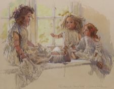 Geoffrey H Robinson (British 1925-): 'Pre-study for Sitting Pretty' - Dolls on a Windowsill