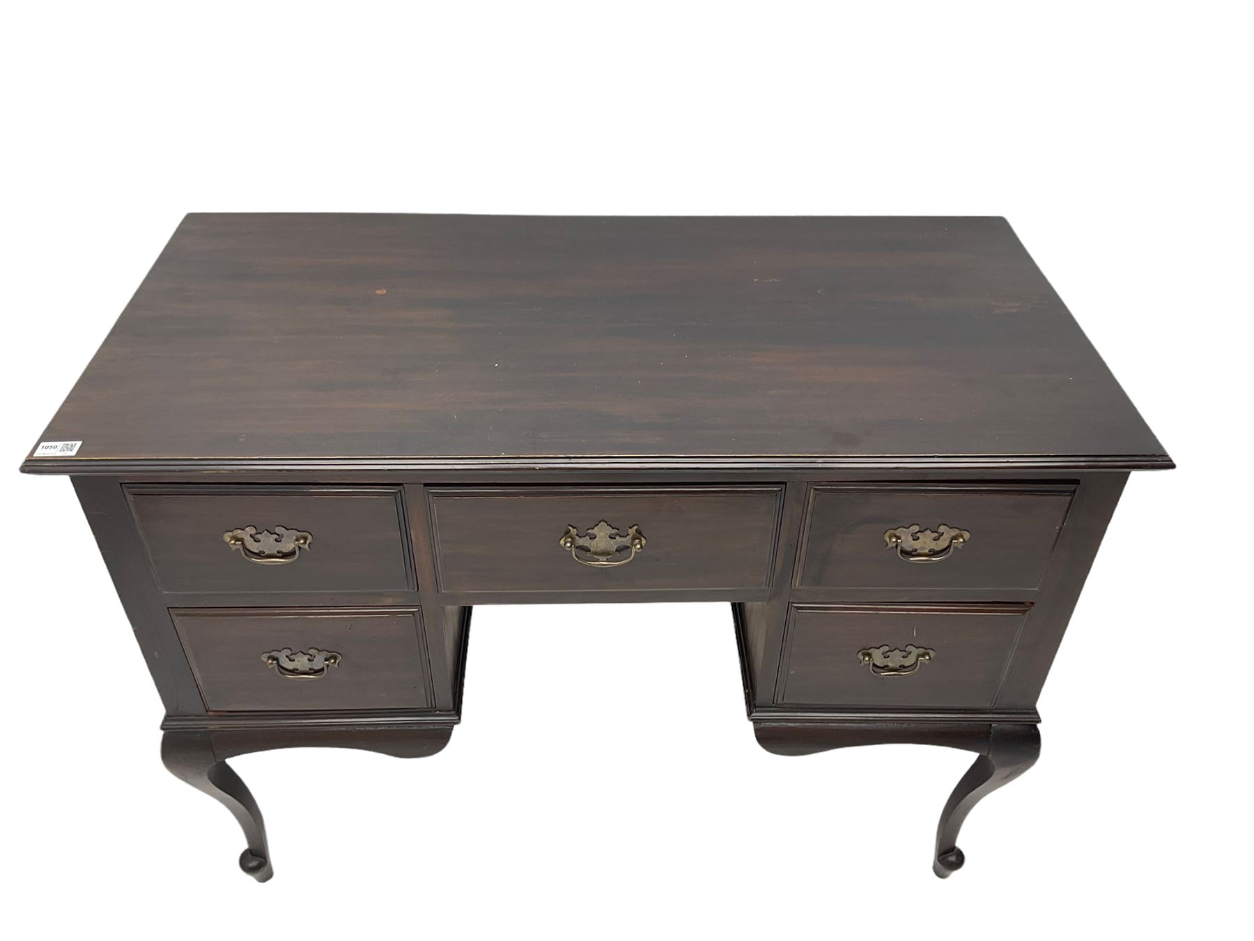 Early 20th century mahogany kneehole desk dressing table - Image 5 of 7