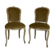 Pair of French style lined beech bedroom chairs