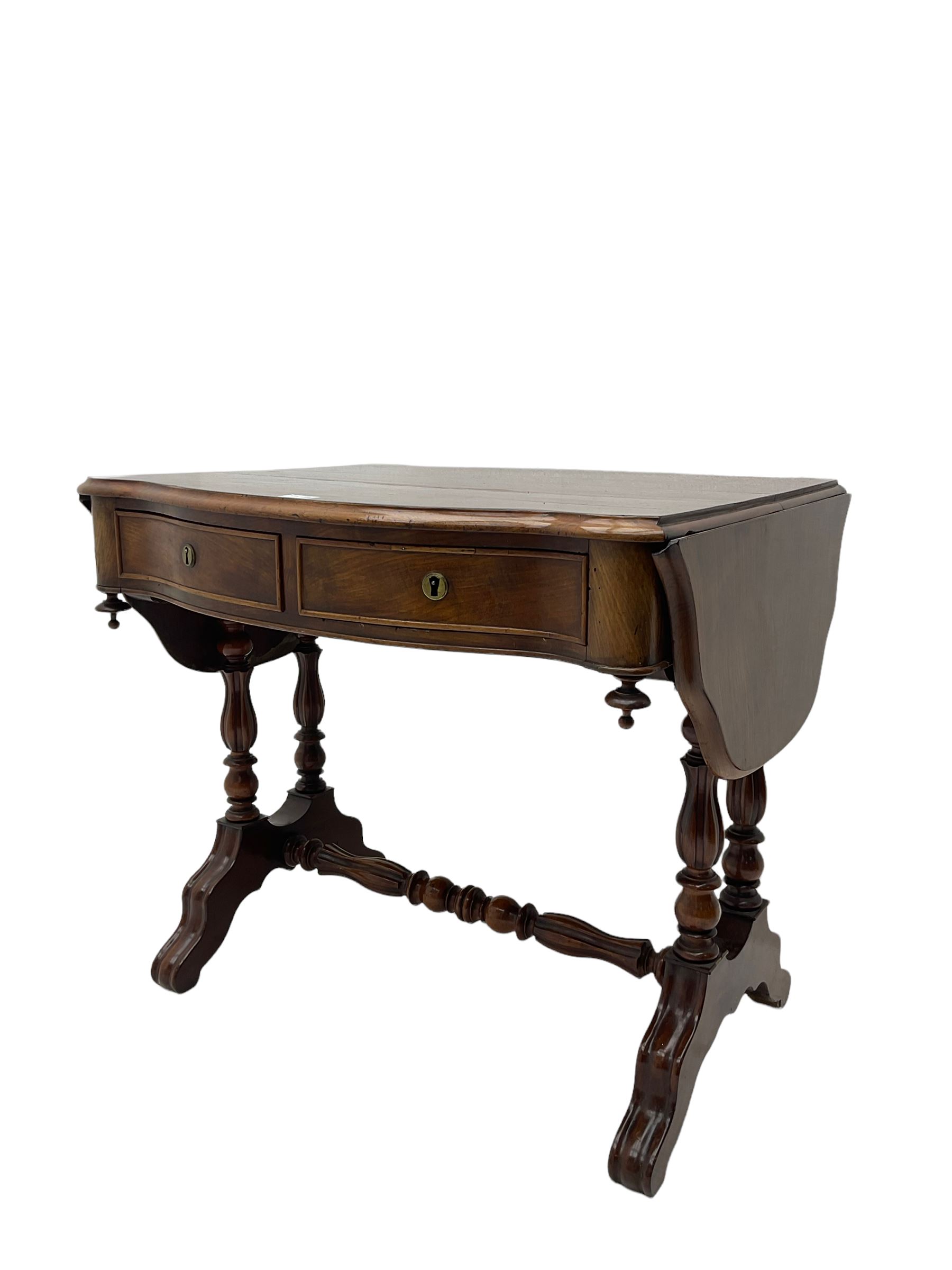 Victorian figured mahogany stretcher table - Image 3 of 7