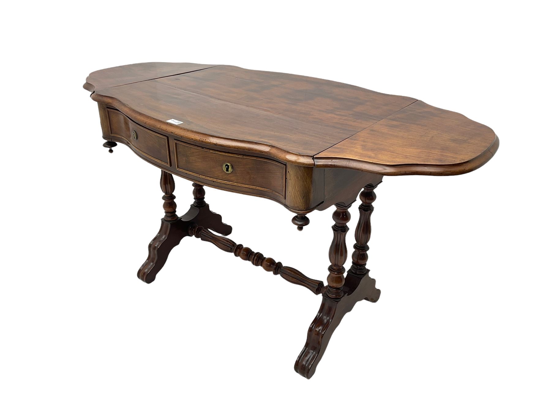 Victorian figured mahogany stretcher table - Image 5 of 7