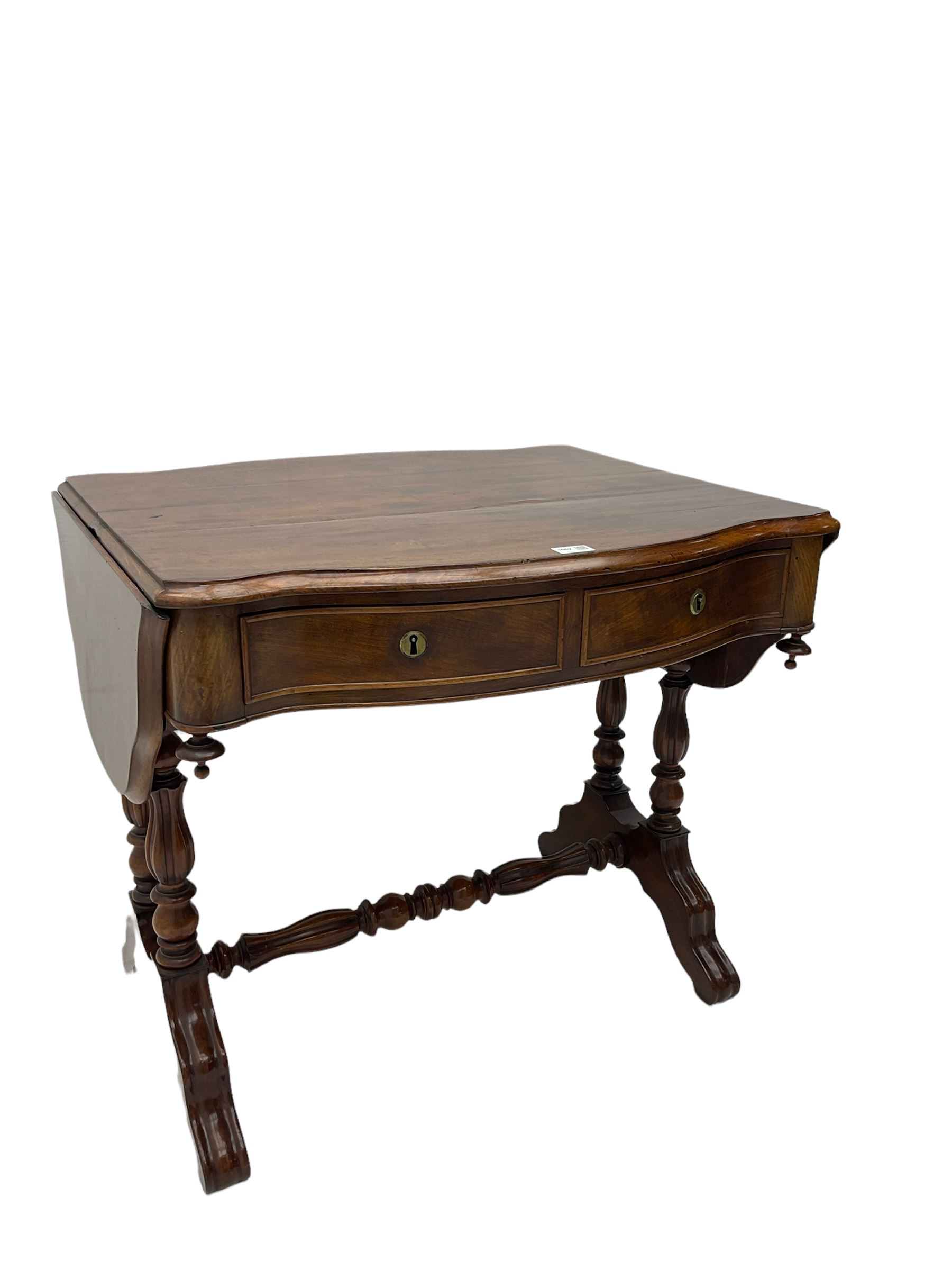 Victorian figured mahogany stretcher table - Image 7 of 7