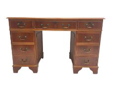 Yew wood twin pedestal desk