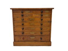 Late 19th century pitch pine multi-drawer chest or collectors cabinet