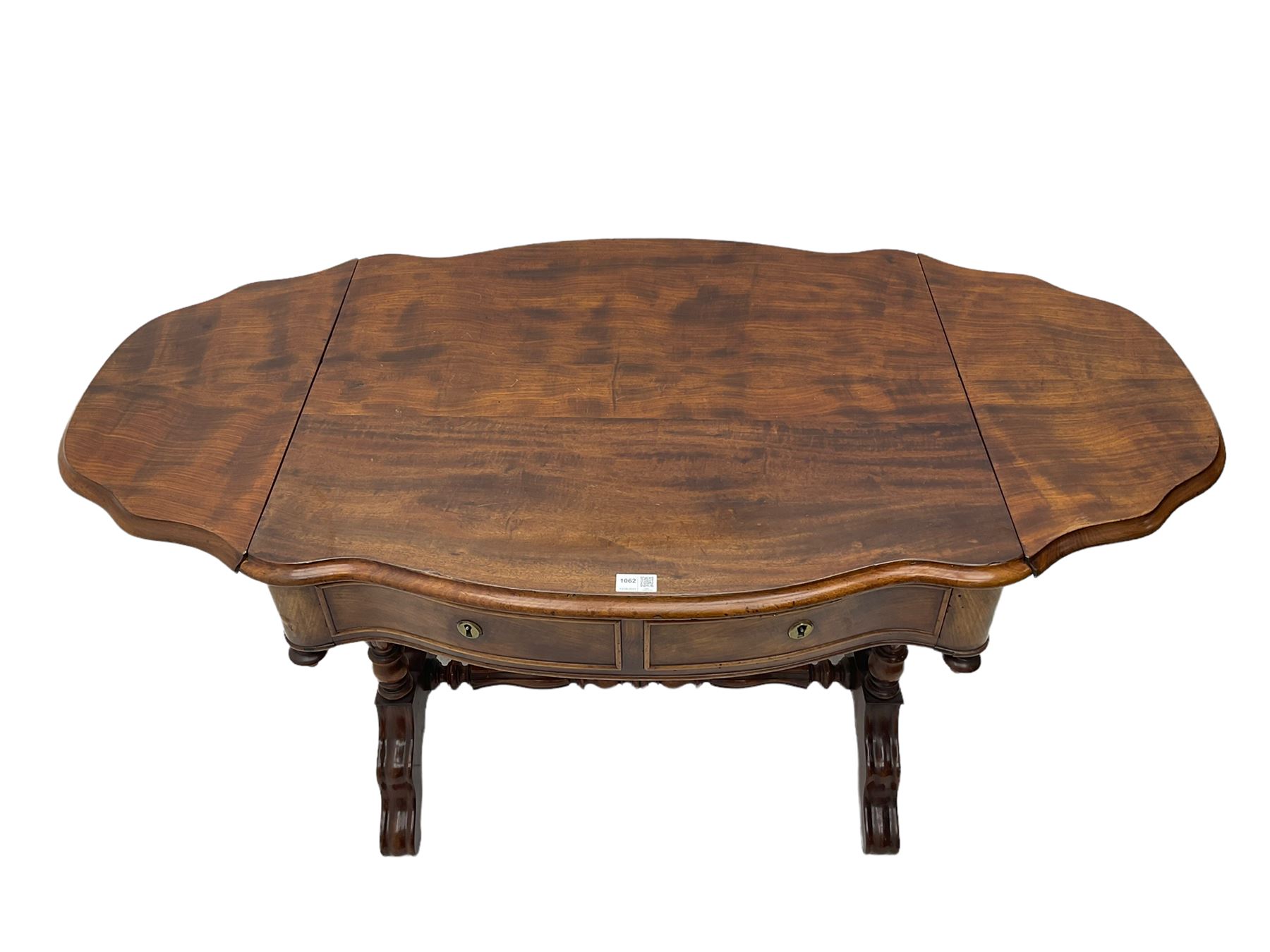 Victorian figured mahogany stretcher table - Image 4 of 7