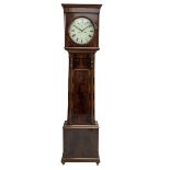 A Scottish mahogany veneered longcase c1820 with a flat top and convex moulding beneath