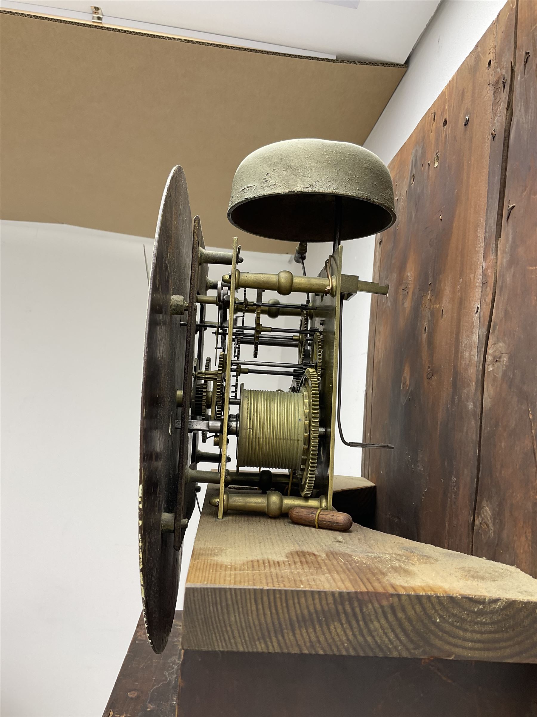 A Scottish mahogany veneered longcase c1820 with a flat top and convex moulding beneath - Image 3 of 4