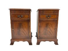 Pair of inlaid mahogany bedside cabinets