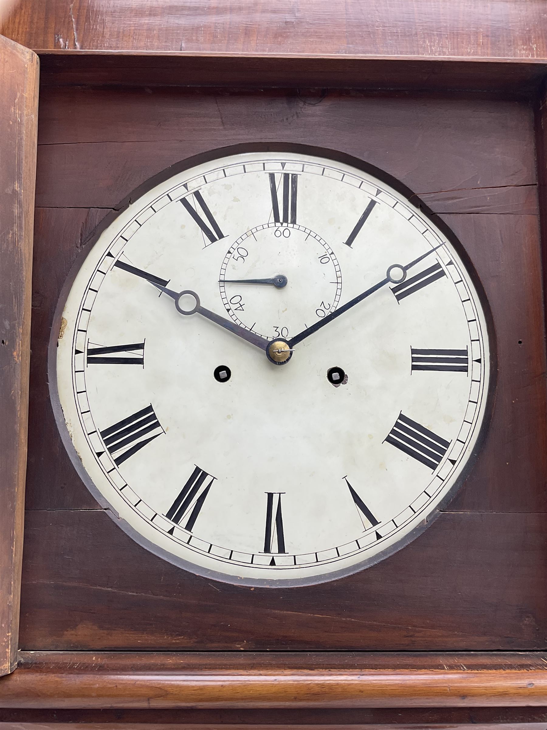 A Scottish mahogany veneered longcase c1820 with a flat top and convex moulding beneath - Image 4 of 4