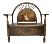 Early 20th century elm and beech hall bench