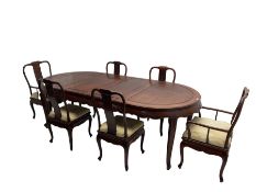 Mid to late 20th century Chinese hardwood extending dining table