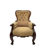 Victorian mahogany upholstered armchair