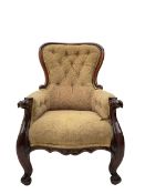 Victorian mahogany upholstered armchair