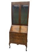 Early 20th century walnut bureau bookcase