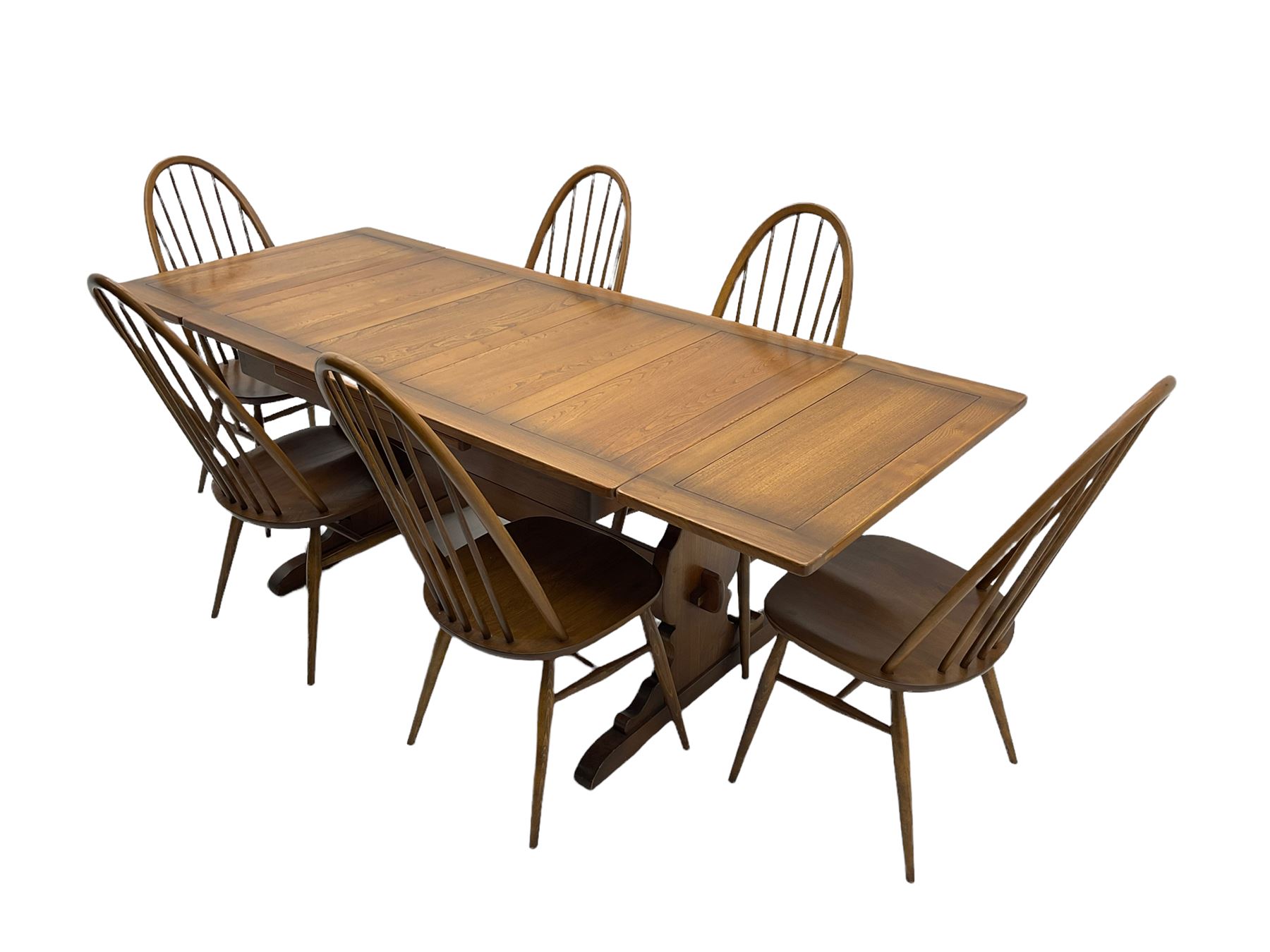 Ercol - medium elm drawer leaf extending dining table - Image 5 of 11