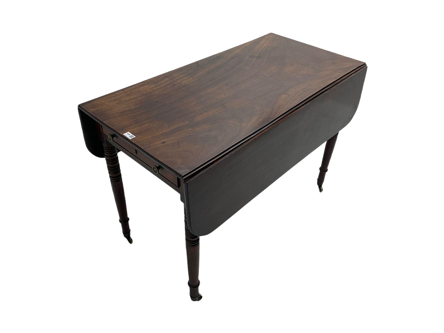 19th century mahogany drop leaf Pembroke table - Image 5 of 9